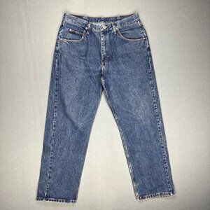 Wrangler Jeans Mens 34x30 Straight Leg Relaxed Fit Medium Wash Cotton Denim